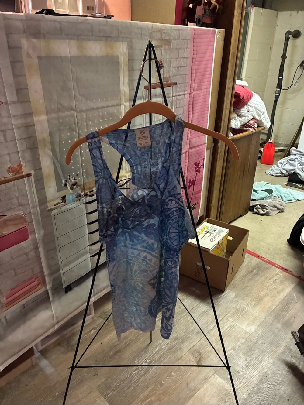 Balance Collection Blue Multi Print Racerback Tank Top